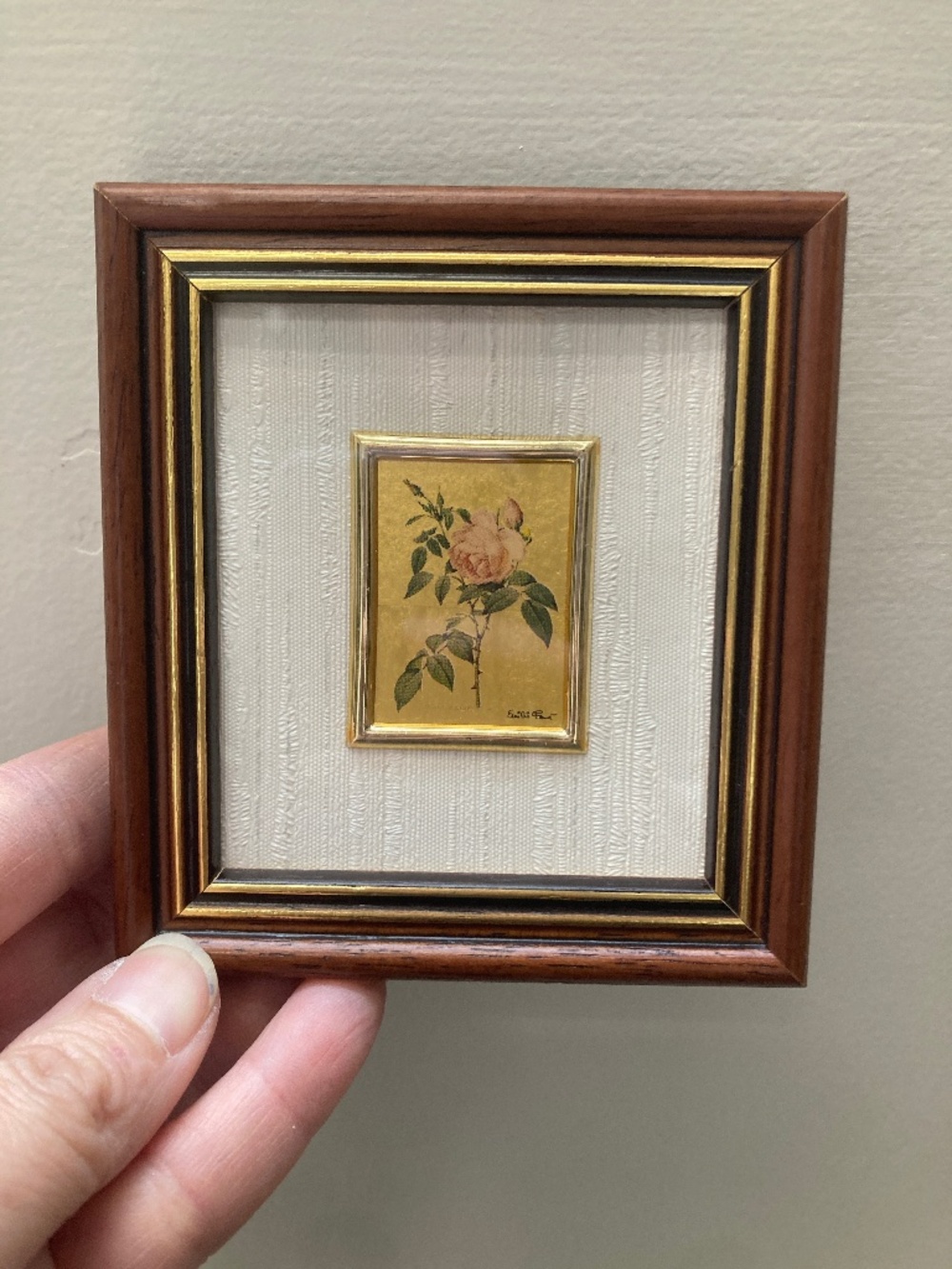 Vintage Italian 23K Gold Chromolithograph Mini Painting